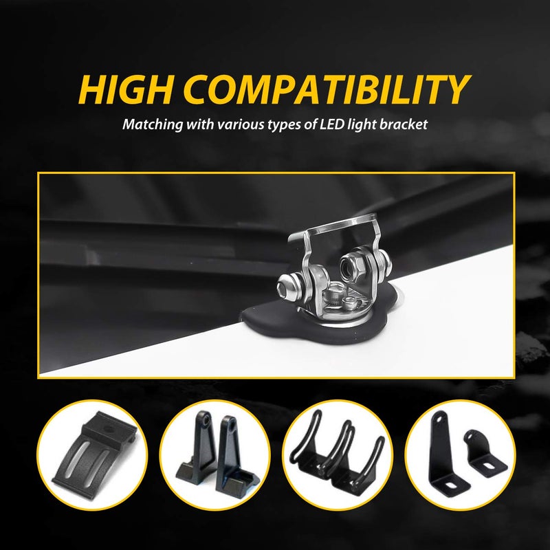 NORTHYUN Universal LED Light Bar Mounting Brackets, Hood Mount Brackets A Pillar Hood Clamp Work Light Holder 304 Stainless Steel for Off Road Car Jeep Truck SUV 2PCS - Image 4